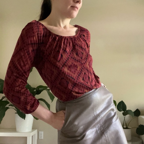 Lucky Brand Tops - NWT Lucky Brand Burnt Orange Ikat Print Long Sleeve Top, size S